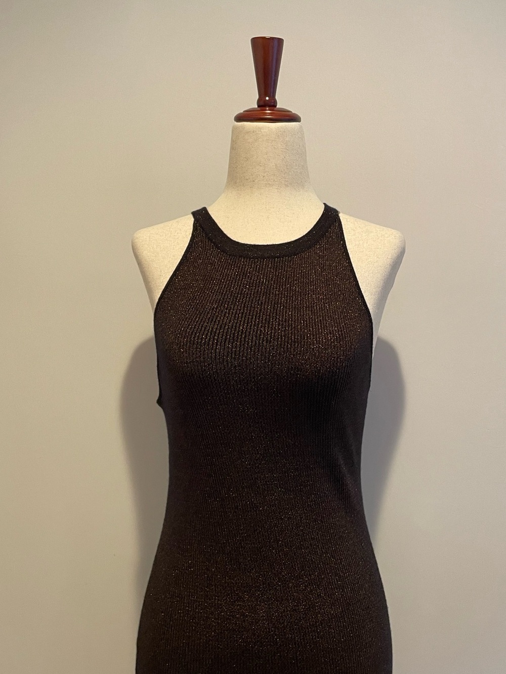 House of Harlow 1960 Metallic Bronze Ribbed Sleeveless Dress EUC - size Small - Picture 5 of 10